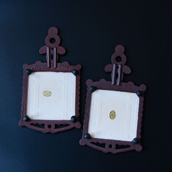 Cast Metal Trivet Fruit Ceramic Tile MCM Granny Cottage 70’s Hippie Brown Red - Picture 3 of 5